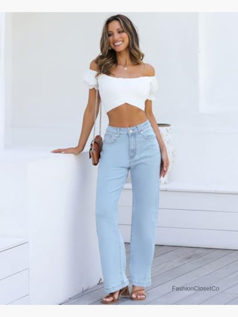 High Waisted Straight Leg Stretchy Lightweight Tummy Control Jeans - Picture 6 of 7